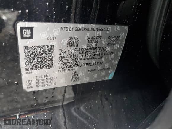 2018 Cadillac Escalade Premium Luxury with VIN 1GYS3CKJ3JR139747, listed as a Copart auction lot 50203215 with 190,728 mi miles and Clean title. Bid and sale history available at DreamBid. Image 13.