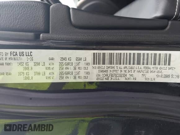 2016 Jeep Grand Cherokee Limited с VIN 1C4RJFBG7GC332334, выставлен на аукционе IAAI как лот 43569395 с пробегом 199 285 миль миль и . История ставок и продаж доступна на DreamBid. Изображение 9.