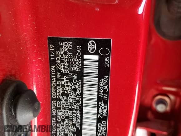 2020 Toyota Prius Limited with VIN JTDKARFP7L3145036, listed as a Copart auction lot 83809365 with 35,376 mi miles and Salvage title. Bid and sale history available at DreamBid. Image 12.