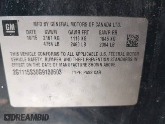 2016 Chevrolet Impala LT с VIN 2G1115S30G9130603, выставлен на аукционе IAAI как лот 43337838 с пробегом 328 782 миль миль и . История ставок и продаж доступна на DreamBid. Изображение 9.