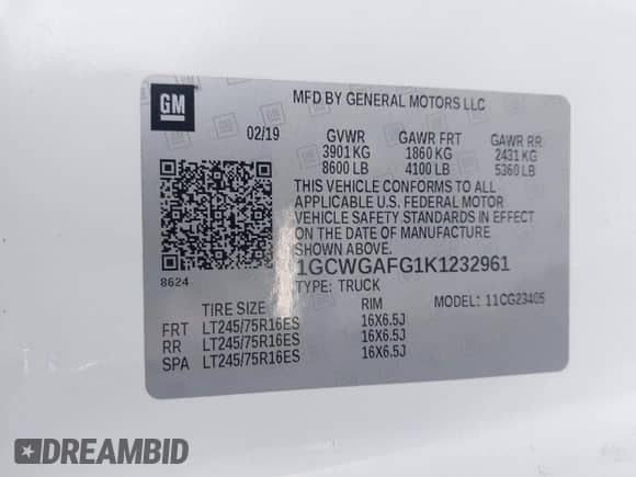 2019 Chevrolet Express Cargo с VIN 1GCWGAFG1K1232961, выставлен на аукционе IAAI как лот 42175897 с пробегом 133 311 миль миль и . История ставок и продаж доступна на DreamBid. Изображение 9.