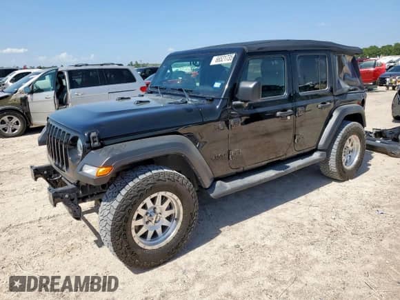 2023 Jeep Wrangler Sport S with VIN 1C4HJXDG7PW526195, listed as a Copart auction lot 66521735 with 54,082 mi miles and Salvage title. Bid and sale history available at DreamBid. Image 1.