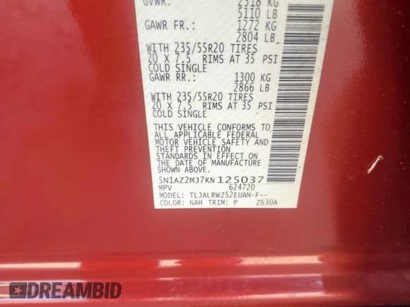 2019 Nissan Murano S с VIN 5N1AZ2MJ7KN125037, выставлен на аукционе Copart как лот 85596625 с пробегом 52 200 миль миль и Чистый • Clean title. История ставок и продаж доступна на DreamBid. Изображение 12.