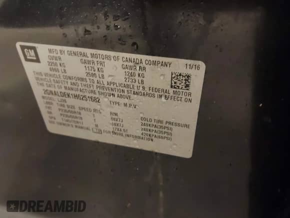 2017 Chevrolet Equinox Premier с VIN 2GNALDEK1H6251682, выставлен на аукционе IAAI как лот 43000692 с пробегом 97 795 миль миль и . История ставок и продаж доступна на DreamBid. Изображение 9.