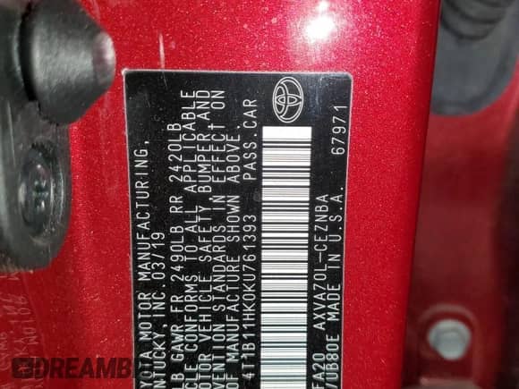 2019 Toyota Camry SE z VIN 4T1B11HK0KU761393, wystawiony jako Copart lot #82179845 z przebiegiem 31 016 mil mil oraz Szkoda całkowita • Salvage title. Historia ofert i sprzedaży dostępna na DreamBid. Obrazek 12.