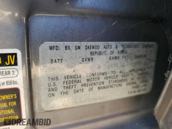 2006 Chevrolet Aveo LT with VIN KL1TG66666B669658, listed as a Copart auction lot 54956195 with 101,441 mi miles and Salvage title. Bid and sale history available at DreamBid. Image 13.