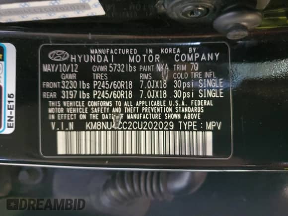 2012 Hyundai Veracruz GLS с VIN KM8NU4CC2CU202029, выставлен на аукционе Copart как лот 78229944 с пробегом 216 759 миль миль и Списание • Salvage title. История ставок и продаж доступна на DreamBid. Изображение 13.