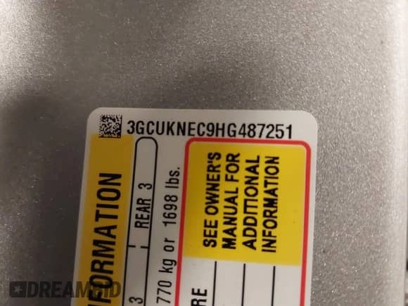 2017 Chevrolet Silverado 1500 LS with VIN 3GCUKNEC9HG487251, listed as a IAAI auction lot 41601369 with 139,897 mi miles and . Bid and sale history available at DreamBid. Image 9.