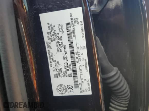 2018 Ford F-150 XL with VIN 1FTEW1E53JFE52196, listed as a Copart auction lot 86125985 with 126,483 mi miles and Clean title. Bid and sale history available at DreamBid. Image 12.