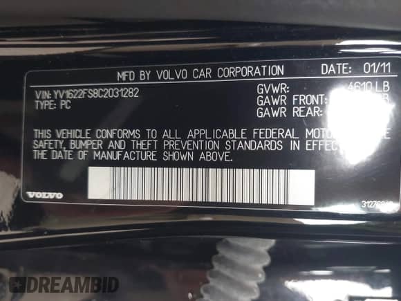 2012 Volvo S60 T5 с VIN YV1622FS8C2031282, выставлен на аукционе IAAI как лот 43220536 с пробегом 127 592 миль миль и . История ставок и продаж доступна на DreamBid. Изображение 9.