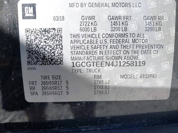 2018 Chevrolet Colorado 4WD ZR2 z VIN 1GCGTEEN4J1258119, wystawiony jako IAAI lot #43471937 z przebiegiem 107 067 mil mil oraz . Historia ofert i sprzedaży dostępna na DreamBid. Obrazek 9.