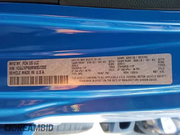 2021 Jeep Wrangler Unlimited Sahara with VIN 1C4JJXP60MW857202, listed as a Copart auction lot 68181055 with 47,872 mi miles and Non repairable. Bid and sale history available at DreamBid. Image 14.