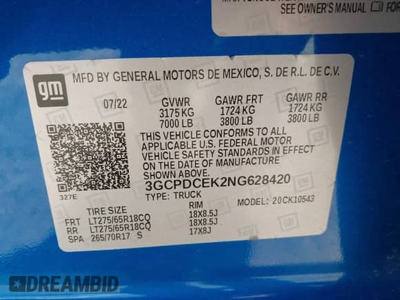 2022 Chevrolet Silverado 1500 Custom Trail Boss с VIN 3GCPDCEK2NG628420, выставлен на аукционе IAAI как лот 42605520 с пробегом 77 007 миль миль и . История ставок и продаж доступна на DreamBid. Изображение 9.