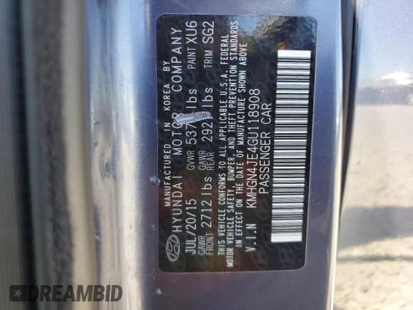 2016 Hyundai Genesis 3.8L с VIN KMHGN4JE4GU118908, выставлен на аукционе Copart как лот 69589025 с пробегом 159 480 миль миль и Чистый • Clean title. История ставок и продаж доступна на DreamBid. Изображение 12.