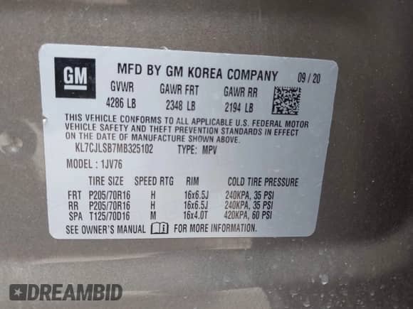 2021 Chevrolet Trax LT с VIN KL7CJLSB7MB325102, выставлен на аукционе IAAI как лот 42772861 с пробегом 64 626 миль миль и . История ставок и продаж доступна на DreamBid. Изображение 9.