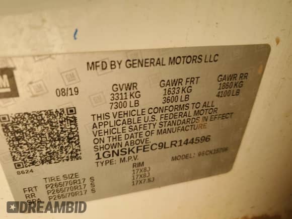 2020 Chevrolet Tahoe Commercial z VIN 1GNSKFEC9LR144596, wystawiony jako Copart lot #80207135 z przebiegiem 206 266 mil mil oraz Czysty tytuł • Clean title. Historia ofert i sprzedaży dostępna na DreamBid. Obrazek 12.
