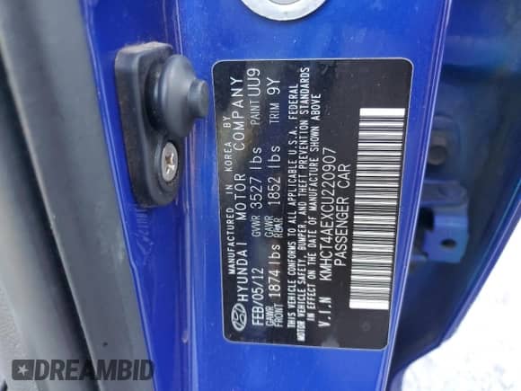 2012 Hyundai Accent GLS z VIN KMHCT4AEXCU220907, wystawiony jako Copart lot #90446455 z przebiegiem 152 784 mil mil oraz Czysty tytuł • Clean title. Historia ofert i sprzedaży dostępna na DreamBid. Obrazek 12.