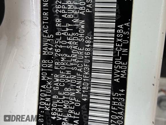 2015 Toyota Camry LE z VIN 4T1BD1FK3FU168482, wystawiony jako Copart lot #91081815 z przebiegiem 263 499 mil mil oraz Czysty tytuł • Clean title. Historia ofert i sprzedaży dostępna na DreamBid. Obrazek 10.