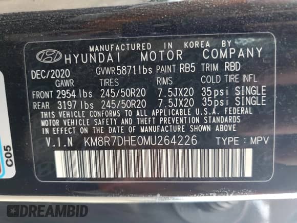 2021 Hyundai Palisade Calligraphy с VIN KM8R7DHE0MU264226, выставлен на аукционе Copart как лот 64896685 с пробегом 66 799 миль миль и Списание • Salvage title. История ставок и продаж доступна на DreamBid. Изображение 13.