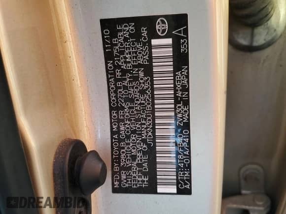 2011 Toyota Prius III с VIN JTDKN3DU1B0256353, выставлен на аукционе Copart как лот 84438135 с пробегом 103 275 миль миль и Списание • Salvage title. История ставок и продаж доступна на DreamBid. Изображение 12.