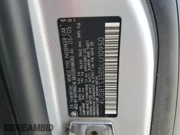 2005 BMW Z4 3.0i с VIN 4USBT53505LU10950, выставлен на аукционе Copart как лот 81440755 с пробегом 125 401 миль миль и Чистый • Clean title. История ставок и продаж доступна на DreamBid. Изображение 12.