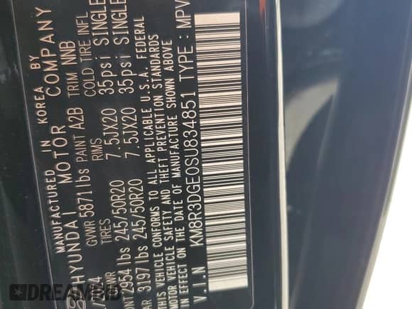 2025 Hyundai Palisade XRT with VIN KM8R3DGE0SU834851, listed as a Copart auction lot 69666385 with 132 mi miles and Salvage title. Bid and sale history available at DreamBid. Image 13.