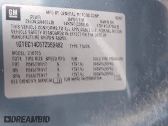 2007 GMC Sierra 1500 Work Truck с VIN 1GTEC14C67Z555452, выставлен на аукционе IAAI как лот 42001378 с пробегом 83 837 миль миль и . История ставок и продаж доступна на DreamBid. Изображение 9.
