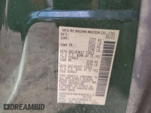 2022 Nissan Frontier SV с VIN 1N6ED1EK4NN660415, выставлен на аукционе Copart как лот 80270715 с пробегом 45 141 миль миль и Списание • Salvage title. История ставок и продаж доступна на DreamBid. Изображение 12.