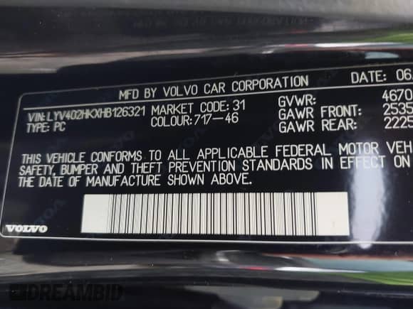 2017 Volvo S60 Inscription с VIN LYV402HKXHB126321, выставлен на аукционе IAAI как лот 42425194 с пробегом 175 975 миль миль и . История ставок и продаж доступна на DreamBid. Изображение 9.