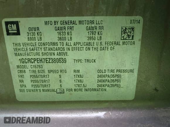 2014 Chevrolet Silverado 1500 Work Truck z VIN 1GCRCPEH7EZ380639, wystawiony jako IAAI lot #43088985 z przebiegiem Nie podano mil oraz . Historia ofert i sprzedaży dostępna na DreamBid. Obrazek 9.