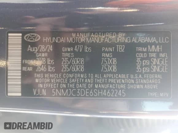 2025 Hyundai Tucson SEL Convenience with VIN 5NMJC3DE6SH462245, listed as a Copart auction lot 70824605 with 12,504 mi miles and Salvage title. Bid and sale history available at DreamBid. Image 12.