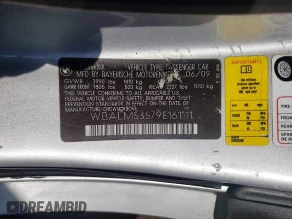 2009 BMW Z4 sDrive30i с VIN WBALM53579E161111, выставлен на аукционе Copart как лот 45684395 с пробегом 113 280 миль миль и Чистый • Clean title. История ставок и продаж доступна на DreamBid. Изображение 12.