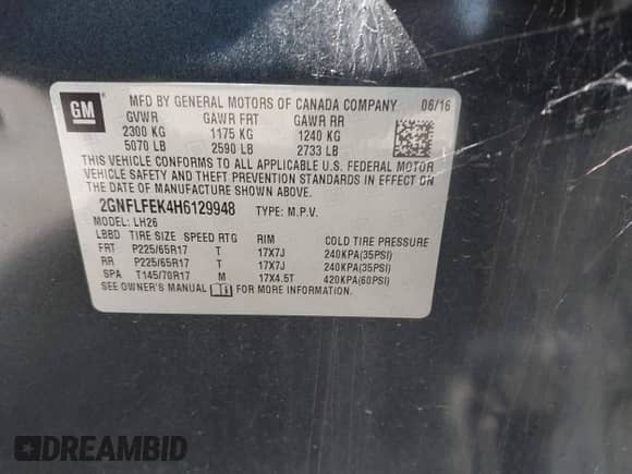 2017 Chevrolet Equinox LT с VIN 2GNFLFEK4H6129948, выставлен на аукционе IAAI как лот 43113343 с пробегом 141 287 миль миль и . История ставок и продаж доступна на DreamBid. Изображение 9.