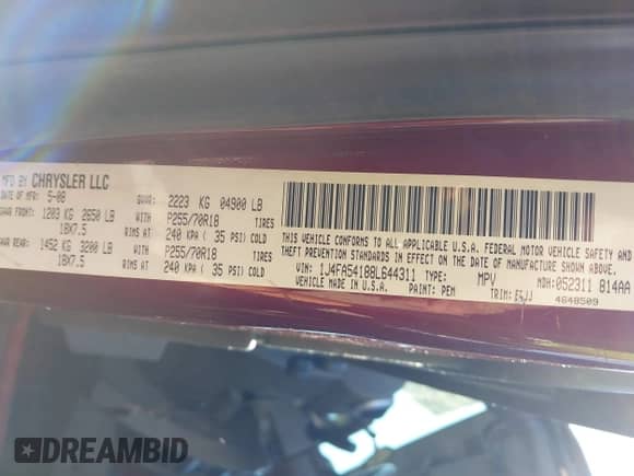 2008 Jeep Wrangler Sahara с VIN 1J4FA54188L644311, выставлен на аукционе IAAI как лот 43178498 с пробегом 119 370 миль миль и . История ставок и продаж доступна на DreamBid. Изображение 9.