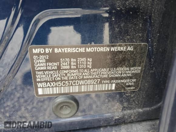 2012 BMW 5 Series 528i xDrive z VIN WBAXH5C57CDW08927, wystawiony jako Copart lot #68916195 z przebiegiem 144 751 mil mil oraz Czysty tytuł • Clean title. Historia ofert i sprzedaży dostępna na DreamBid. Obrazek 12.