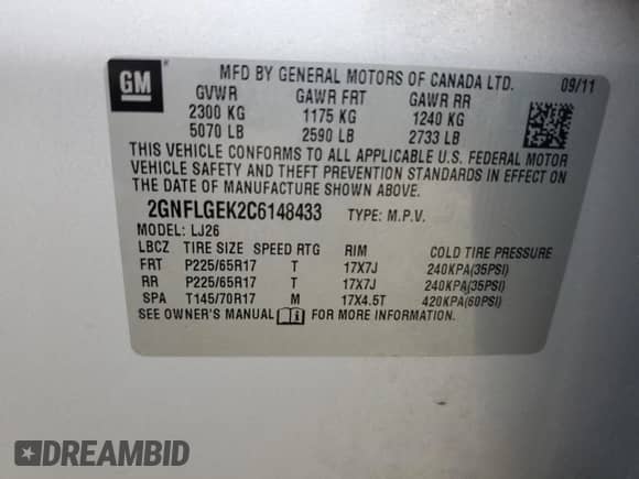 2012 Chevrolet Equinox LTZ с VIN 2GNFLGEK2C6148433, выставлен на аукционе Copart как лот 84267905 с пробегом 176 700 миль миль и Чистый • Clean title. История ставок и продаж доступна на DreamBid. Изображение 13.