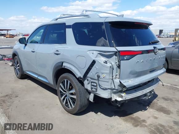 2023 Nissan Pathfinder Platinum with VIN 5N1DR3DH9PC248888, listed as a IAAI auction lot 41974684 with 52,609 mi miles and . Bid and sale history available at DreamBid. Image 3.