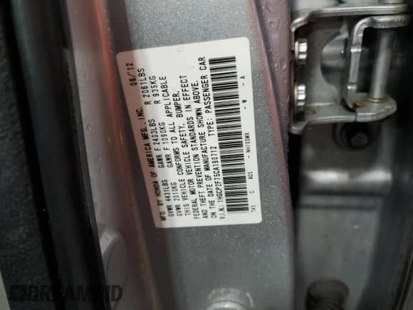 2012 Honda Accord EX with VIN 1HGCP2F75CA190712, listed as a Copart auction lot 81518905 with 151,426 mi miles and Salvage title. Bid and sale history available at DreamBid. Image 12.