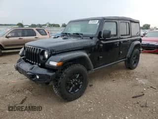 2021 Jeep Wrangler Unlimited Willys Sport with VIN 1C4HJXDG6MW828010, listed as a Copart auction lot 67538545 with 44,259 mi miles and Salvage title. Bid and sale history available at DreamBid. Image 1.