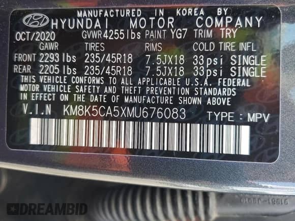 2021 Hyundai Kona Ultimate с VIN KM8K5CA5XMU676083, выставлен на аукционе Copart как лот 69774655 с пробегом 23 605 миль миль и Списание • Salvage title. История ставок и продаж доступна на DreamBid. Изображение 14.