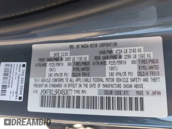 2024 Mazda CX-5 S Preferred z VIN JM3KFBCL6R0450877, wystawiony jako IAAI lot #43209438 z przebiegiem 28 373 mil mil oraz . Historia ofert i sprzedaży dostępna na DreamBid. Obrazek 9.