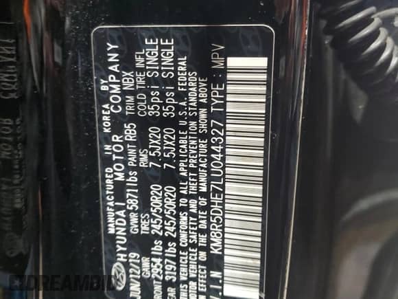 2020 Hyundai Palisade Limited с VIN KM8R5DHE7LU044327, выставлен на аукционе Copart как лот 81568015 с пробегом 106 278 миль миль и Списание • Salvage title. История ставок и продаж доступна на DreamBid. Изображение 13.