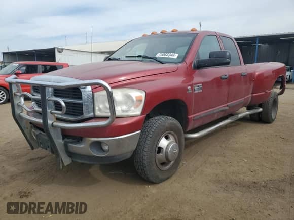 2007 Dodge 3500 SLT with VIN 3D7MX48C37G756954, listed as a Copart auction lot 75063344 with 293,538 mi miles and Salvage title. Bid and sale history available at DreamBid. Image 1.