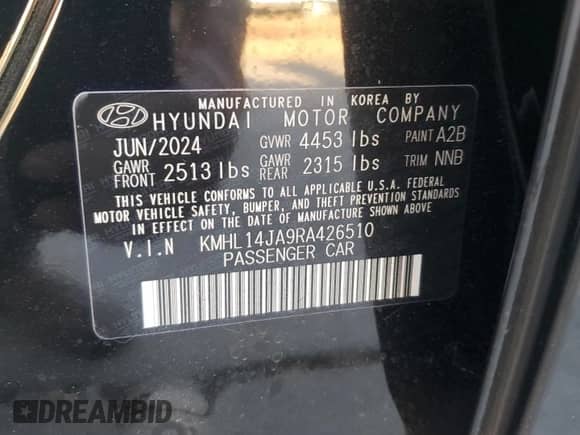2024 Hyundai Sonata SEL с VIN KMHL14JA9RA426510, выставлен на аукционе Copart как лот 71892755 с пробегом 7 122 миль миль и Списание • Salvage title. История ставок и продаж доступна на DreamBid. Изображение 13.