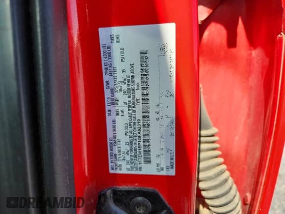 2016 Ford F-150 XLT with VIN 1FTEW1EP1GFA62319, listed as a Copart auction lot 84402665 with 188,352 mi miles and Salvage title. Bid and sale history available at DreamBid. Image 12.