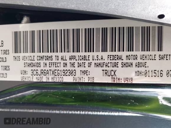 2014 Ram 1500 Express z VIN 3C6JR6ATXEG192303, wystawiony jako IAAI lot #42087281 z przebiegiem 58 597 mil mil oraz . Historia ofert i sprzedaży dostępna na DreamBid. Obrazek 9.