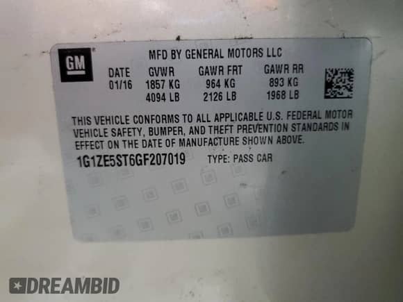 2016 Chevrolet Malibu LT z VIN 1G1ZE5ST6GF207019, wystawiony jako Copart lot #86192175 z przebiegiem 109 816 mil mil oraz Czysty tytuł • Clean title. Historia ofert i sprzedaży dostępna na DreamBid. Obrazek 12.