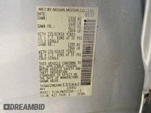 2017 Nissan Murano SV с VIN 5N1AZ2MGXHN155842, выставлен на аукционе Copart как лот 62896065 с пробегом 74 961 миль миль и Чистый • Clean title. История ставок и продаж доступна на DreamBid. Изображение 13.