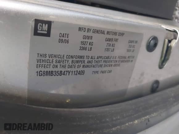 2007 Saturn Sky с VIN 1G8MB35B47Y112409, выставлен на аукционе IAAI как лот 42706903 с пробегом 151 794 миль миль и . История ставок и продаж доступна на DreamBid. Изображение 9.