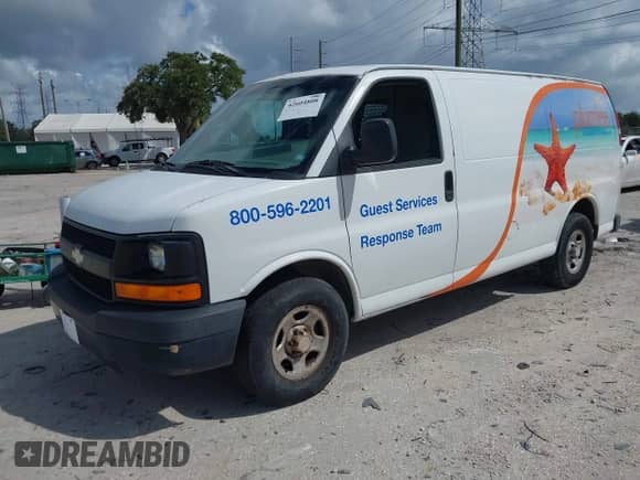 2008 Chevrolet Express Cargo with VIN 1GCFG15X281157746, listed as a IAAI auction lot 42604808 with 127,477 mi miles and . Bid and sale history available at DreamBid. Image 2.